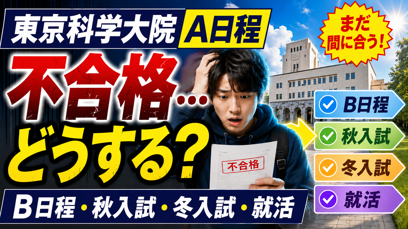 東京科学大院　A日程(旧:東工大院)　不合格　どうする？